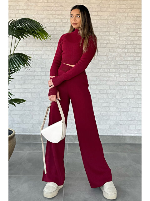 Gülseli Kadın Yarım Balıkçı Örgü Crop Kazak Pantolon Triko Alt-üst Takım - S000300007-19951