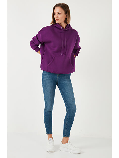 Lela Regular Fit Pamuklu Kapüşonlu Yaka Şardonlu Kışlık Kadın Sweat 5863854 - S000000180-20042