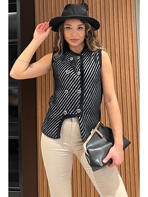 Gülseli Kadın  İplik Sakallı Triko Yelek - S000290581-19351