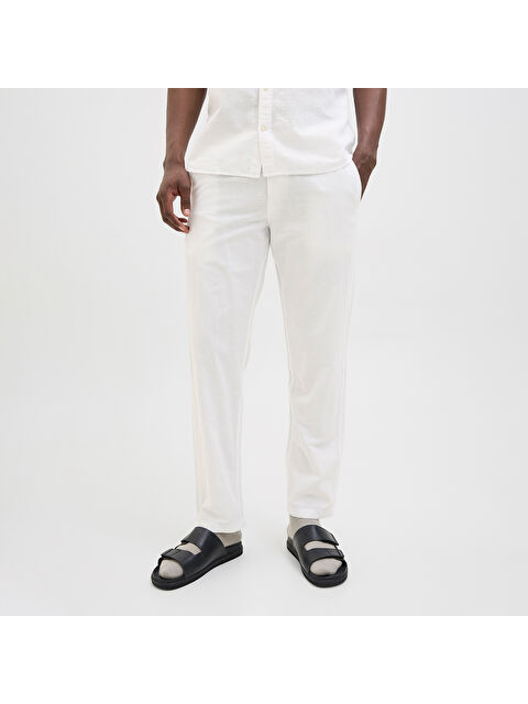 Jack & Jones Kane Summer Linen Blend Jogger Erkek Beyaz Pantolon