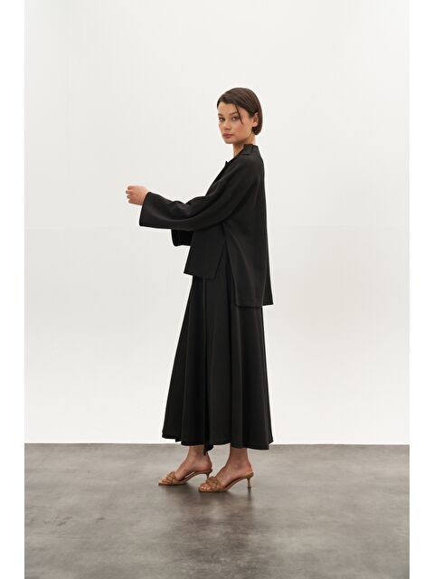 Mevra Kruvaze Modal Etek Ceket Alt Üst Takım Siyah - S000508147-23173