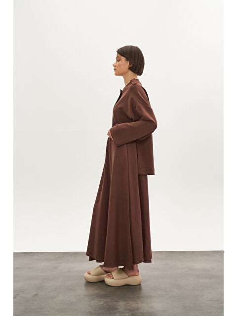 Mevra Kruvaze Modal Etek Ceket Alt Üst Takım Kahve - S000508146-19413
