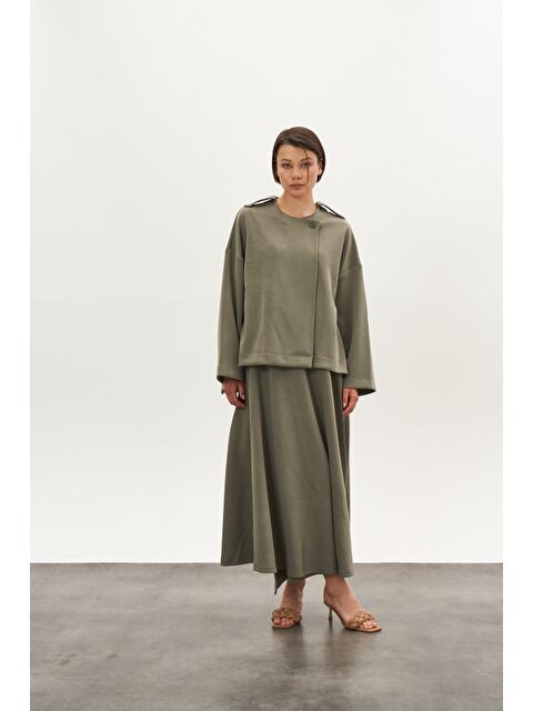Mevra Kruvaze Modal Etek Ceket Alt Üst Takım Haki - S000508148-23173