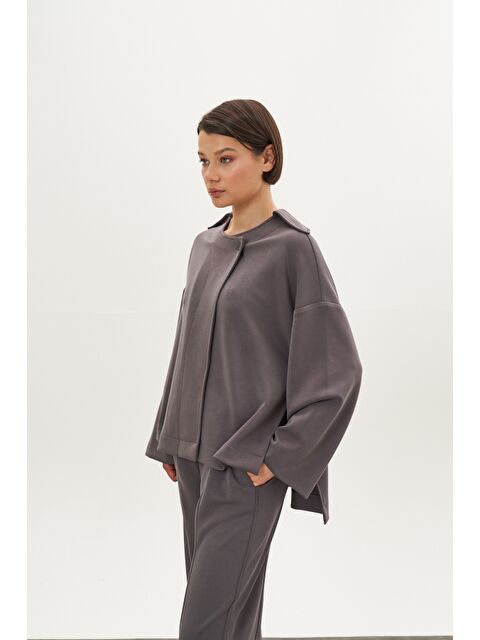 Mevra Önü Dikişli Modal Pantolon Ceket Alt Üst Takım Gri - S000508151-20600