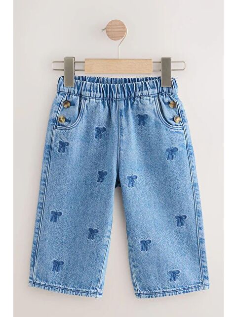 Monila Kız Çocuk Mavi Kurdele Nakışlı Jean Pantolon - S000514730-17234