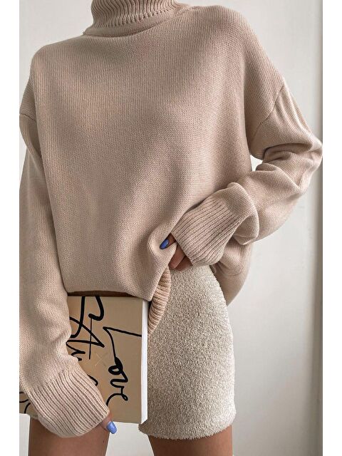 Madmext Bej Balıkçı Yaka Kazak Mg1252 - S000121278-19928