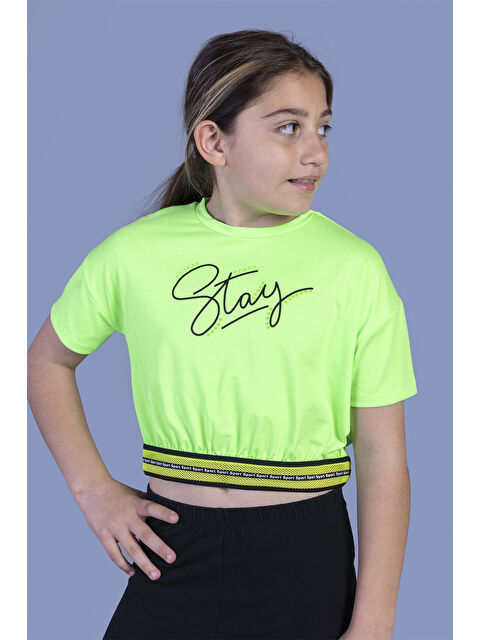 Toontoykids Kız Çocuk Şerit Detaylı Baskılı Tişört