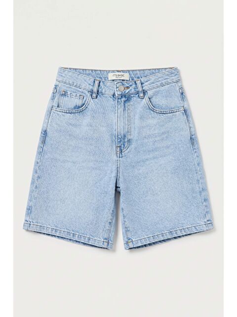 It's Basic Kadın Ice 4s6-3 Skater Fit Bermuda Denim Şort