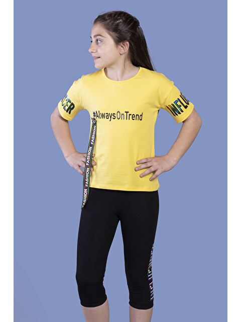 Toontoykids Kız Çocuk Şerit Detaylı Renkli Baskılı Taytlı Takım - S000303015-20072