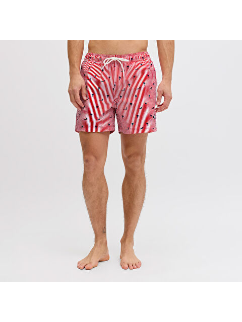 Jack & Jones Maui Breeze Mini Stripe Erkek Kırmızı Mayo