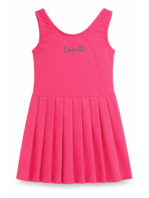Haliç Mayo Sıfır Kollu Elbise Mayo Kız Çocuk Yüzücü Mayo 26310 Neon Pembe