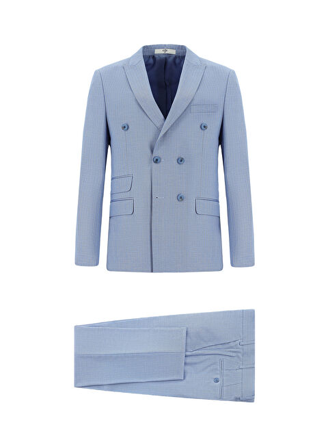 Kiğılı Super Slim Fit Ekstra Dar Kesim Çizgili Kruvaze Takım Elbise