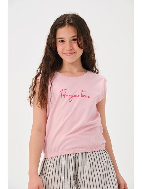 Jazzi·ee Genç Kız Çocuk Yazı Baskılı Kolsuz Tişört - S000315668-20024