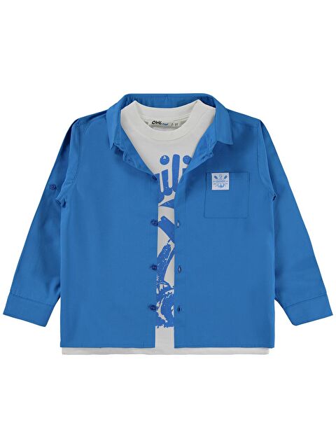 Civil Boys Sailin Baskılı Tişörtlü 2-5 Yaş Gömlek - Mavi