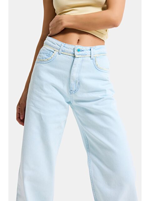 It's Basic Kadın Bebe Mavi 3s6-103 Loose Fit Özel Yıkama Tasarım Denim Jean