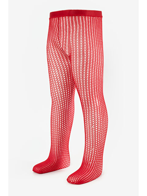 Le Mabelle Kırmızı Dantel File Kız Çocuk Külotlu Çorap