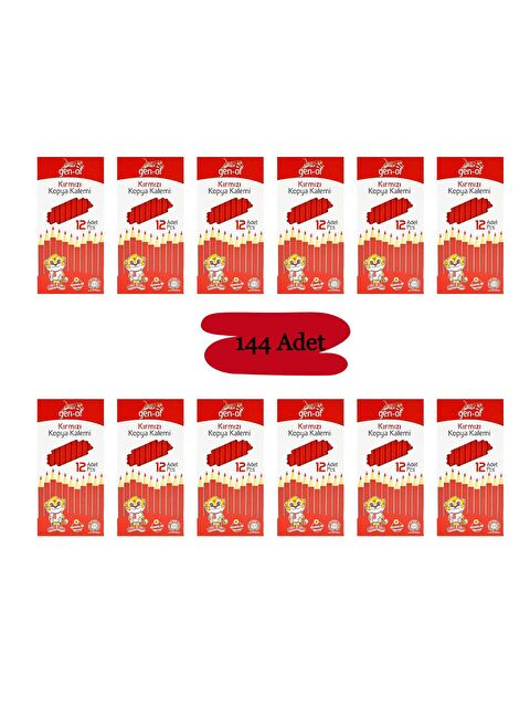 Gen-Of Yuvarlak Kırmızı Kopya Kalemi 144 Adet - S000240854-20045