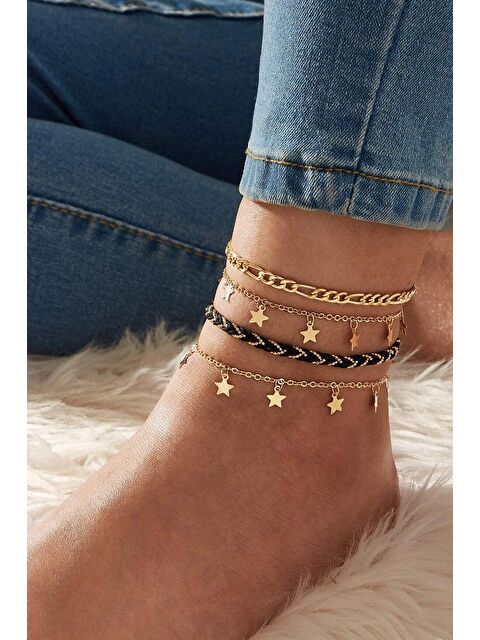 New Obsessions Yıldız İp Detaylı Bohem Halhal Seti 4 Parça - S000177144-37201