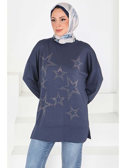 Tofisa Yıldız Taş Detaylı Oysho Tunik Antrasit - 27673 - S000463205-29666