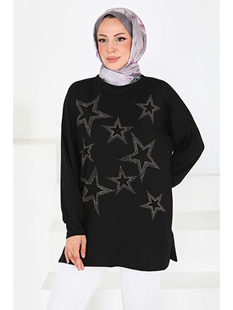 Tofisa Yıldız Taş Detaylı Oysho Tunik Siyah - 27673 - S000463205-19351
