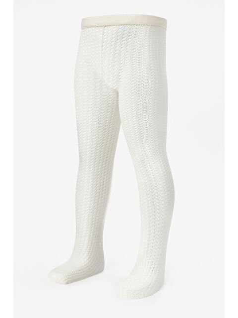 Le Mabelle Ekru Dantel File Kız Çocuk Külotlu Çorap