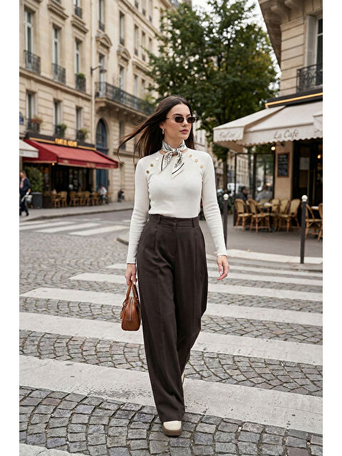 Lela Wide Leg Yüksek Bel Geniş Paça Pileli Kadın Pantolon 6923871 - S000510271-19413