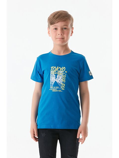 Fullamoda Önü Ve Arkası Baskılı Bisiklet Yaka Erkek Çocuk Tişört - S000197230-23710