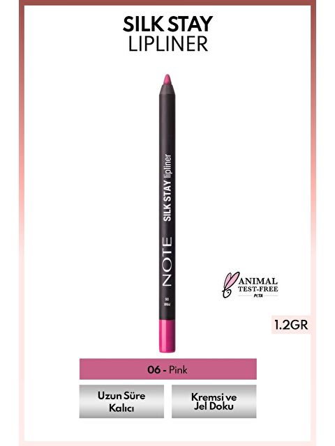 Note Cosmetique Silk Stay Lipliner Suya Dayanıklı İpeksi Dudak Kalemi - 06 Pink - Pembe - S000466841-20024