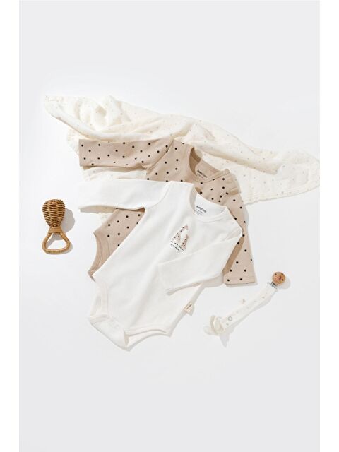 BabyCosy Organic  Organik Zürafa Desenli 2 Li Uzun Kollu Badi - S000103096-37264