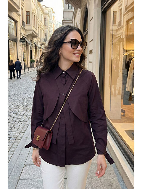 Lela Pamuklu Relaxed Fit Bağlama Detaylı Kadın Gömlek 6925408 - S000510307-20036