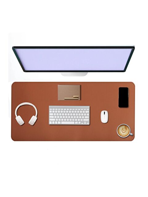 Black Deer Kenarı Dikişli Çift Yönlü Masa Matı 90x40 cm XL Deri Mouse Pad - S000158624-37323