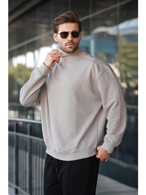 Madmext Boyalı Gri Yarım Balıkçı Yaka Erkek Basic Sweatshirt E7158 - S000424257-22875