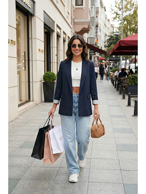 Lela Regular Fit Kruvaze Yaka Desenli Astarlı Kadın Ceket 6927624 - S000510308-21164