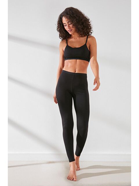 C&City C11432 Kadın Modal Pamuk Uzun Tayt Siyah - S000222333-19351