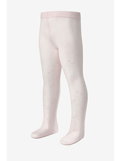 Le Mabelle Pembe Çiçek Desenli Mikro File Kız Çocuk Külotlu Çorap