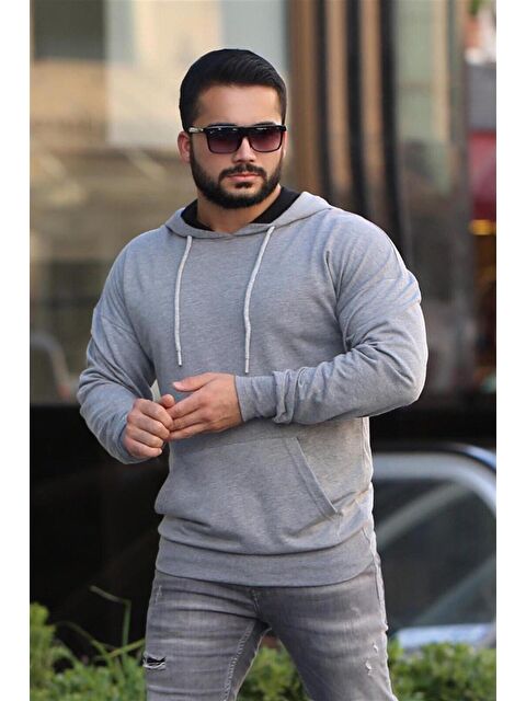 Madmext Antrasit Oversize Kapüşonlu Sweatshirt 2876 - S000197645-29666