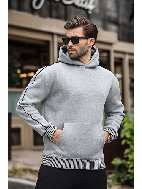 Madmext Grimelanj Kapüşonlu Kanguru Cep Erkek Sweatshirt E - S000424259-74