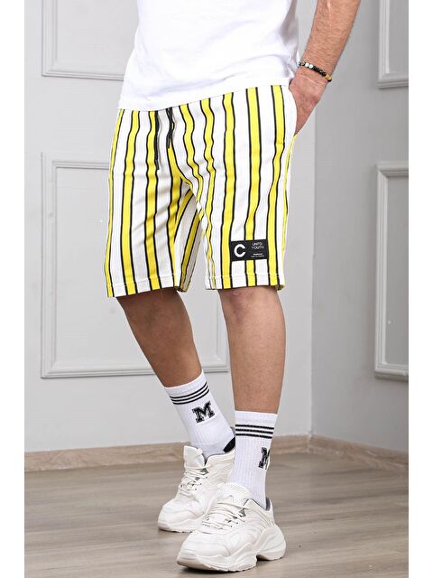 Madmext Çizgili Sarı Günlük Şort 2915 - S000031444-20072