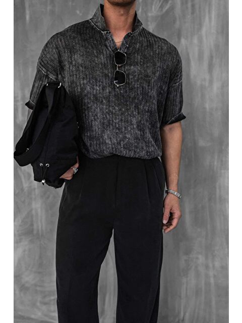 Abluka Online Erkek Polo Yaka Regular Fit Triko Tişört Siyah - S000378107-19351