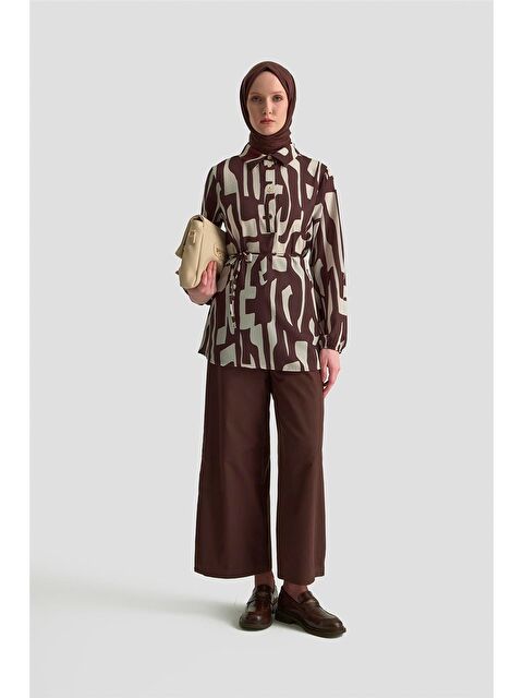 ARMİNE Soyut Desenli Tunik 25Kd1014 Vizon - S000447687-26429