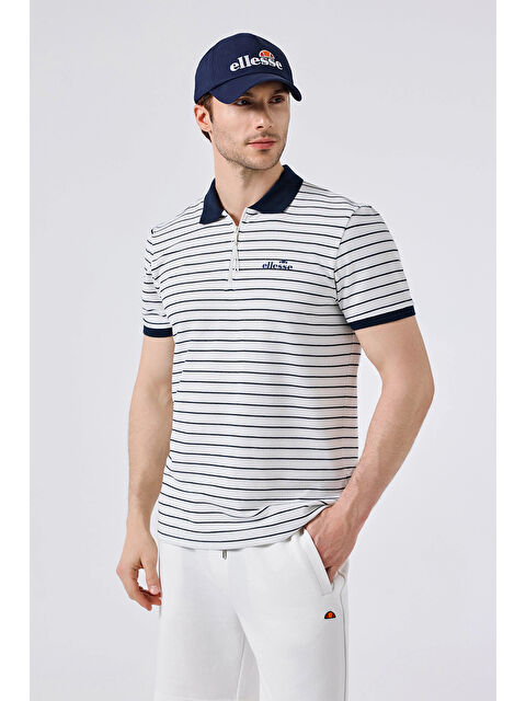 Ellesse Çizgili Regular Fit Fermuarlı Polo Yaka T Shirt 6SM5020-OF