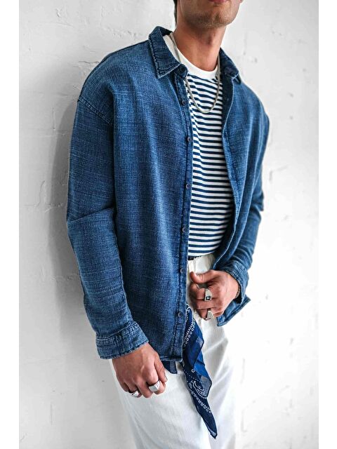 Abluka Online Erkek Regular Fit Dokulu Gömlek Lacivert - S000378119-21164