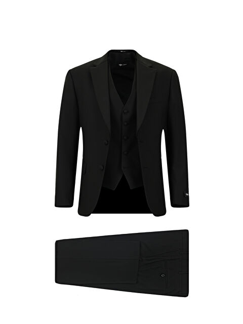 Kiğılı Relax Fit Rahat Kesim Mono Yaka Yelekli Smokin & Damatlık