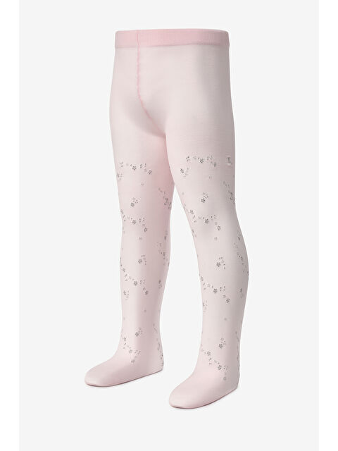 Le Mabelle Pembe Kelebek ve Çiçek Desenli Kız Çocuk Külotlu Çorap