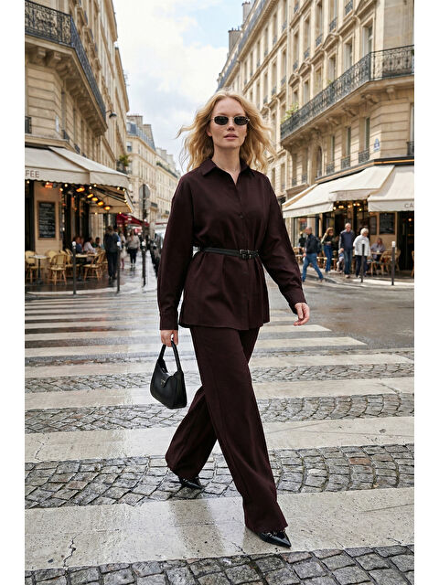 Lela Regular Fit Kemer Detaylı Yüksek Bel Kadın Takım 6928887