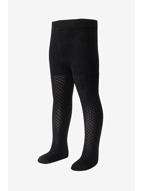 Le Mabelle Siyah Gofre Desen Kız Çocuk Külotlu Çorap