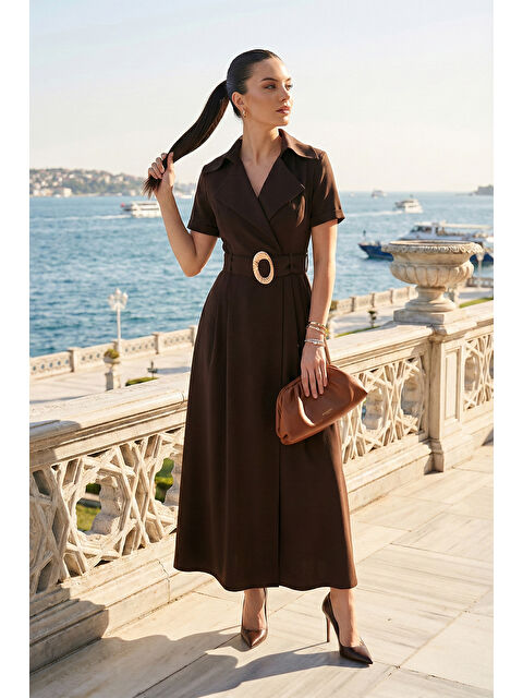 Lela Regular Fit Kruvaze Yaka Tokalı Kemer Detaylı Kadın Elbise 6922332 - S000510324-19413