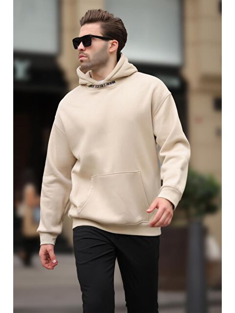 Madmext Bej Kapüşonlu Nakış Detaylı Sweatshirt 7099 - S000424252-19928