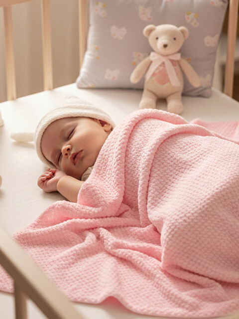 Mahfel %100 Welsoft Jakarlı Bebek Battaniyesi Pembe - S000513114-20024