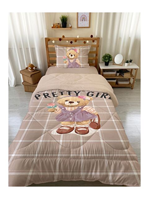Evmila Tek Kişilik Teddy Desen 160x220 Cm Welsoft Çift Taraflı Silikon Yorgan Ve Uyku Seti - S000305322-23173